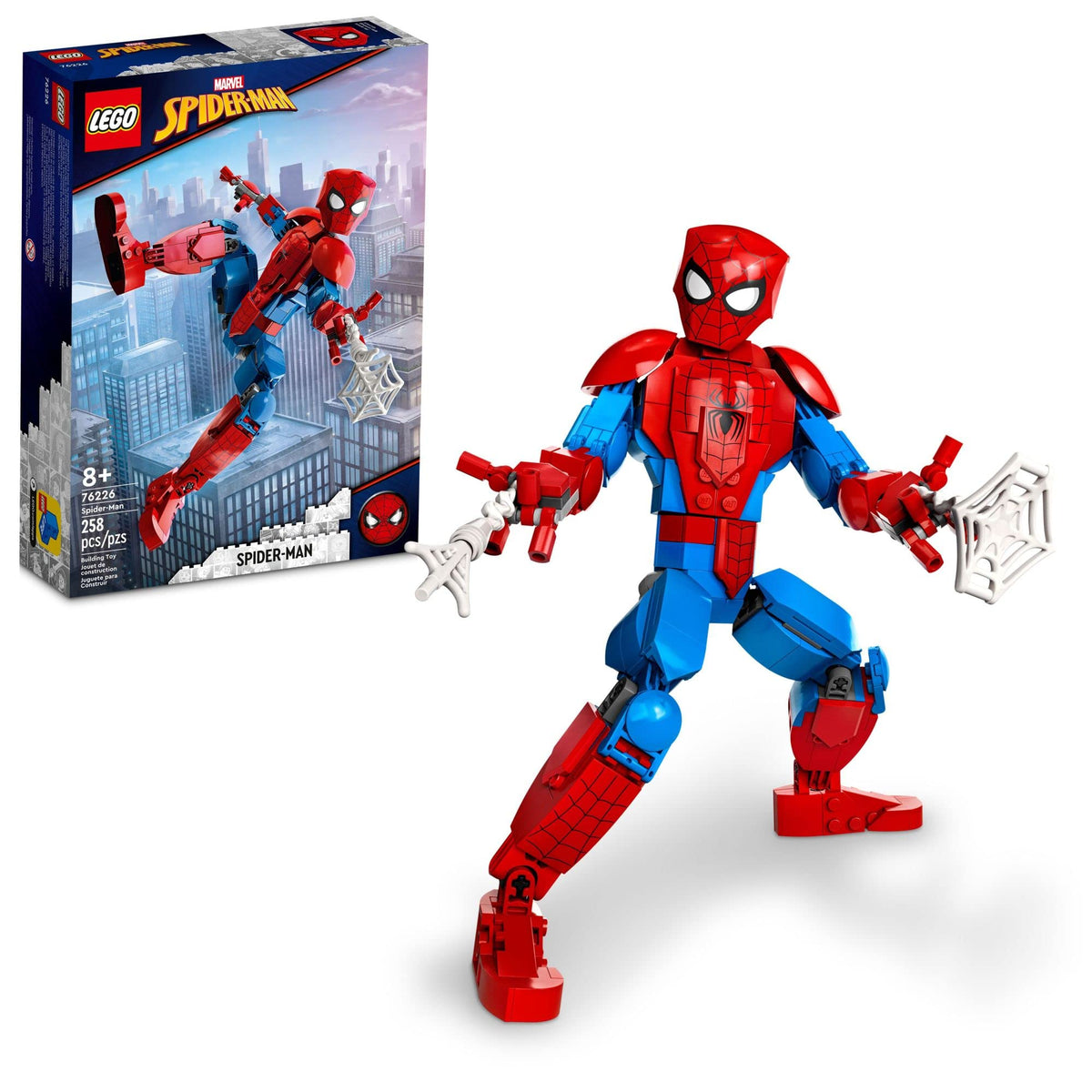 LEGO Marvel Spider-Man Figure 76226 front view with poseable joints for action play