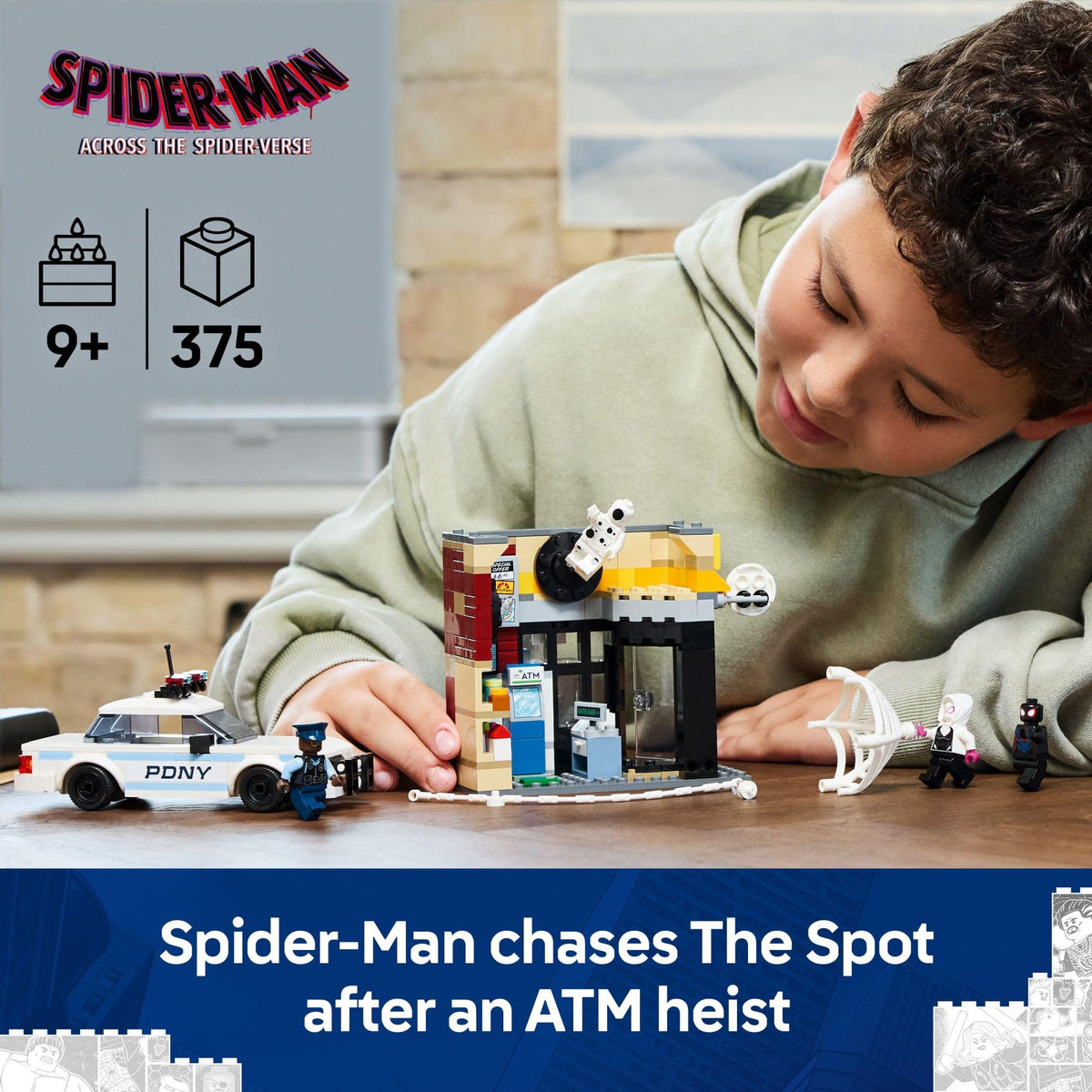 LEGO Marvel Spider-Verse The Spot minifigure with portal-ready pose for storytelling.