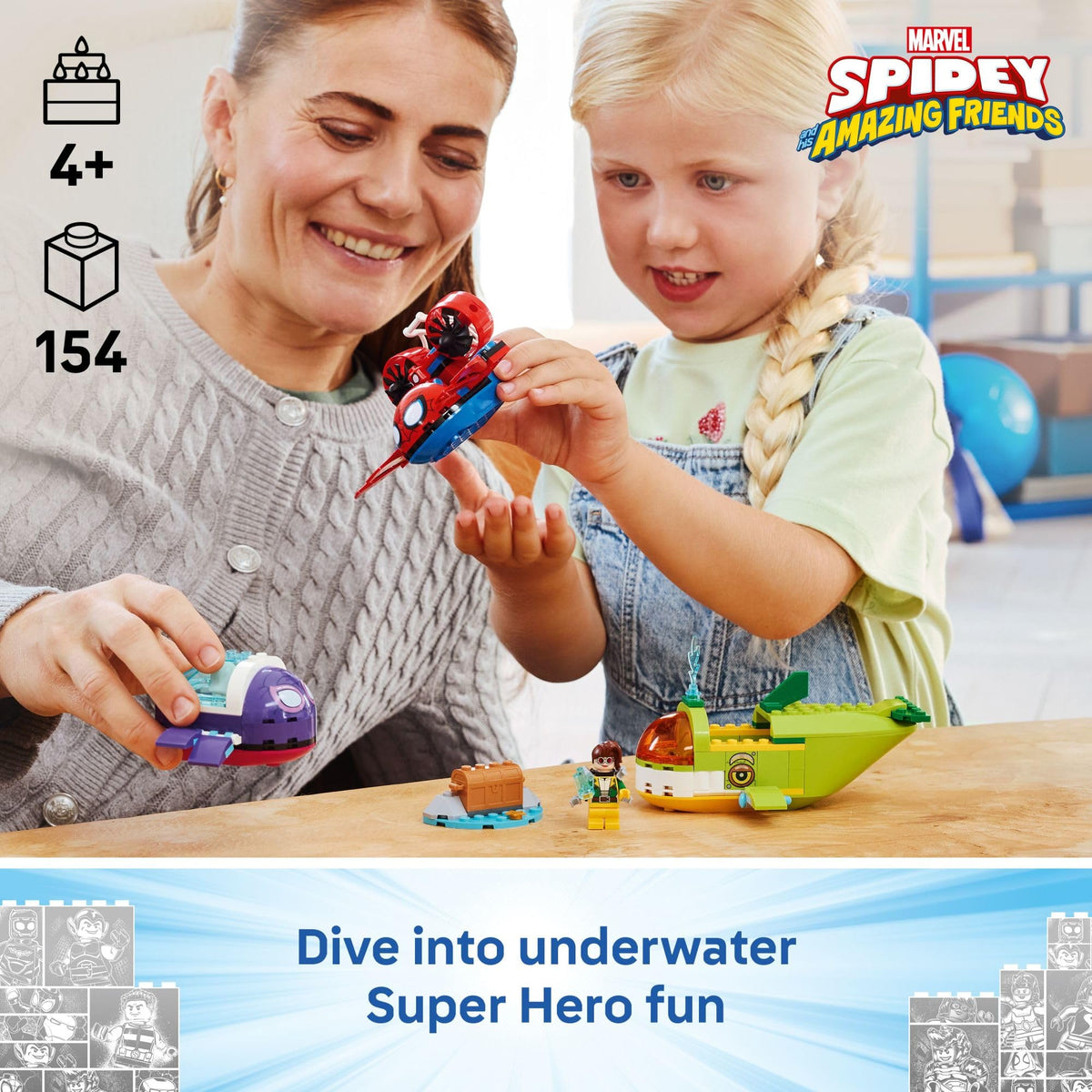 LEGO Marvel Spidey turtle submarine that encourages storytelling and cooperative play.