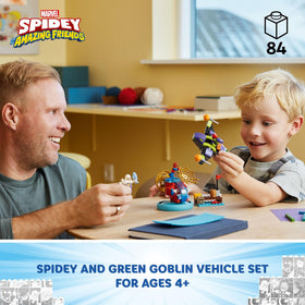 LEGO Marvel Spidey vs Green Goblin glider with pumpkin projectiles for action scenes