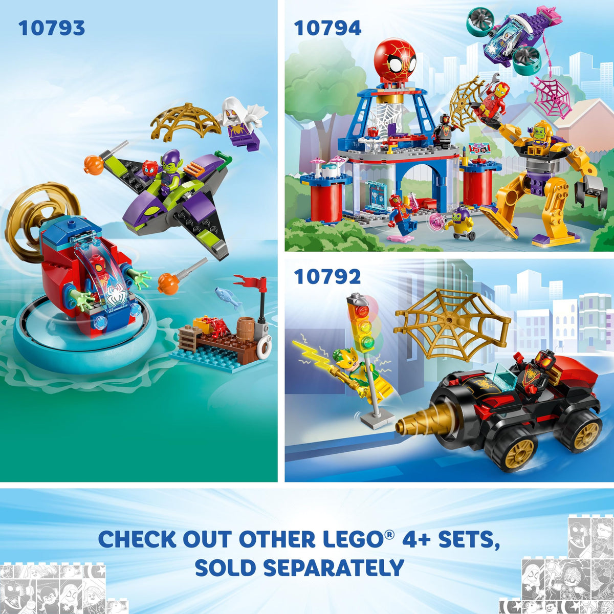 LEGO Marvel set with sea accessories and crab for coastal adventures