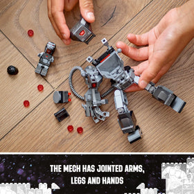 LEGO Marvel War Machine Mech Armor arm shooters enabling dynamic battle poses.