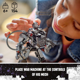 LEGO Marvel War Machine Mech Armor shoulder shooter in action pose.