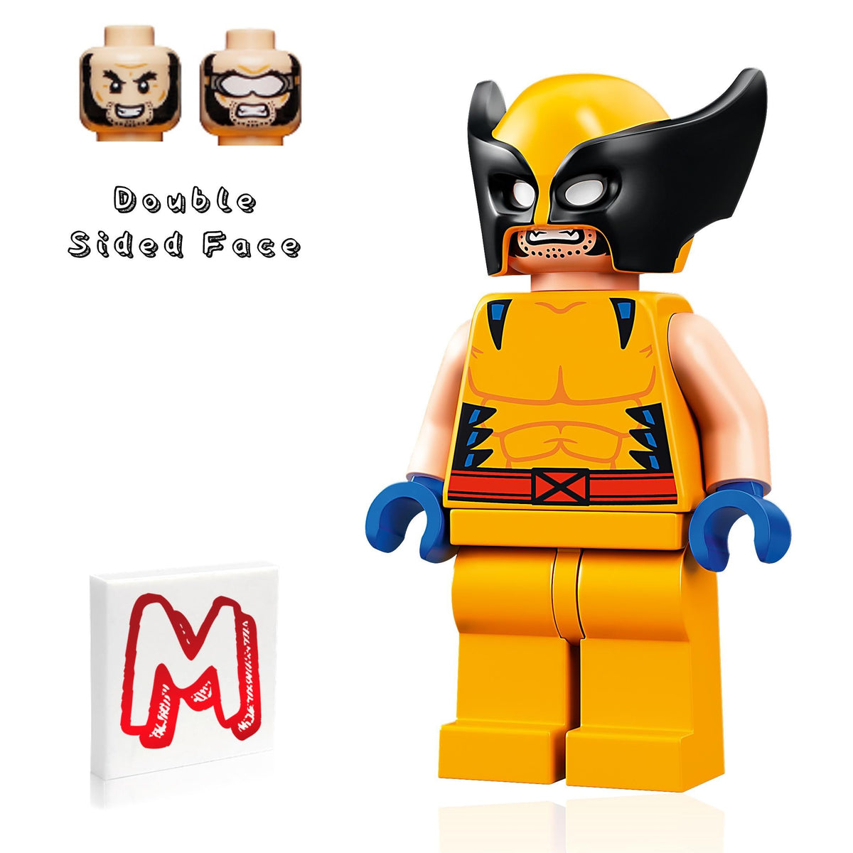 Close-up of Wolverine mask and claws for detailed display and imagination