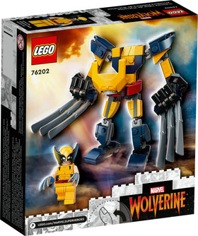 LEGO Marvel Wolverine Mech Armor minifigure included for storytelling.