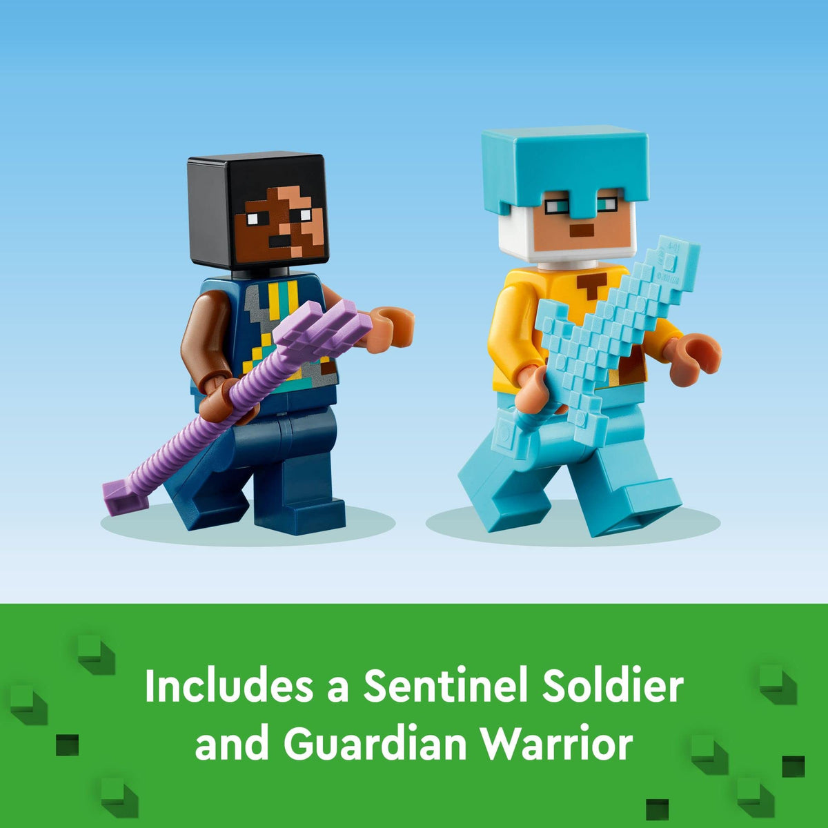 LEGO Minecraft Allay and Pig miniatures add friendly detail and charm.