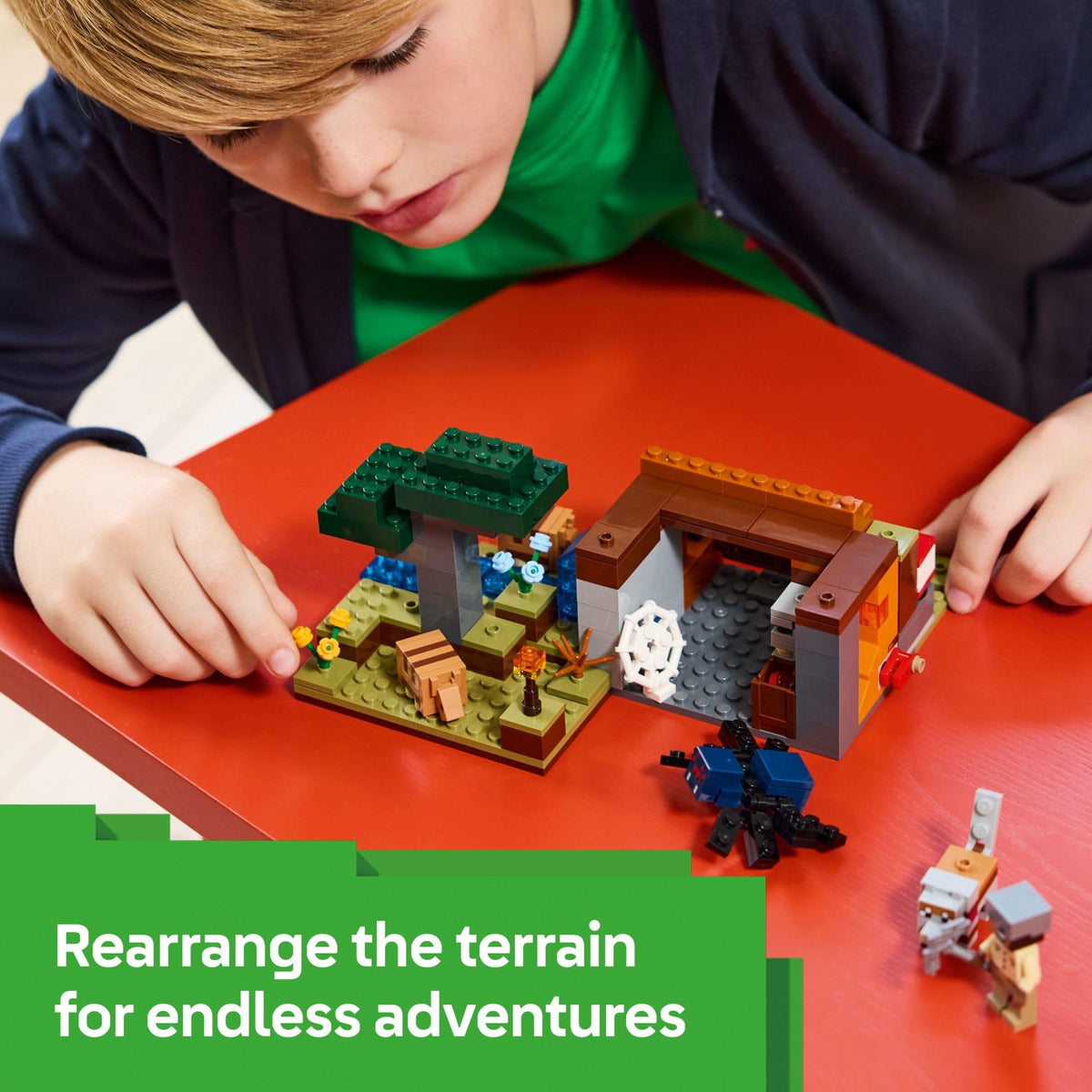 LEGO Minecraft Armadillo Mine Expedition ore reveal moment in the mine