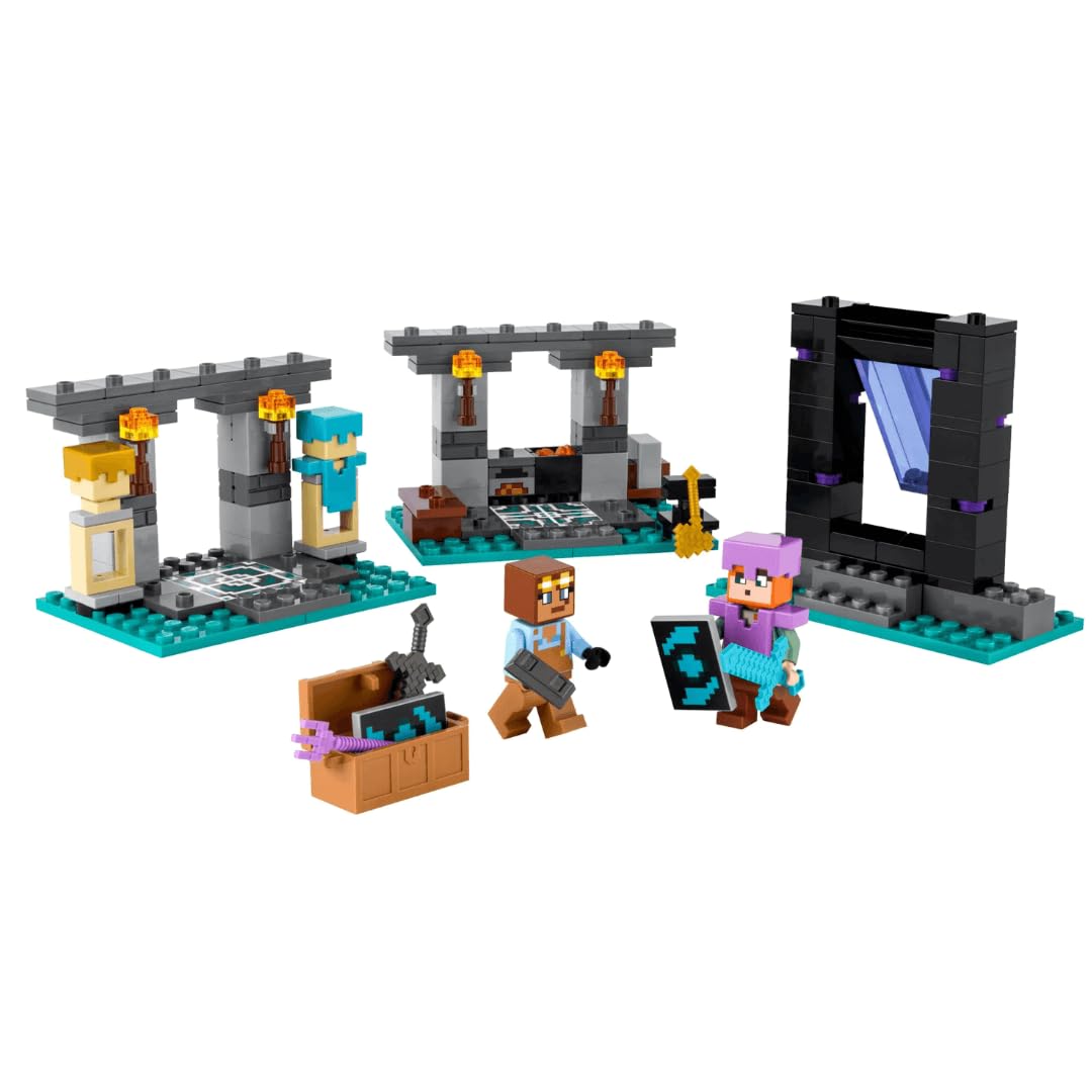 LEGO Minecraft Armory armor display room highlights collectible gear and display possibilities for playtime