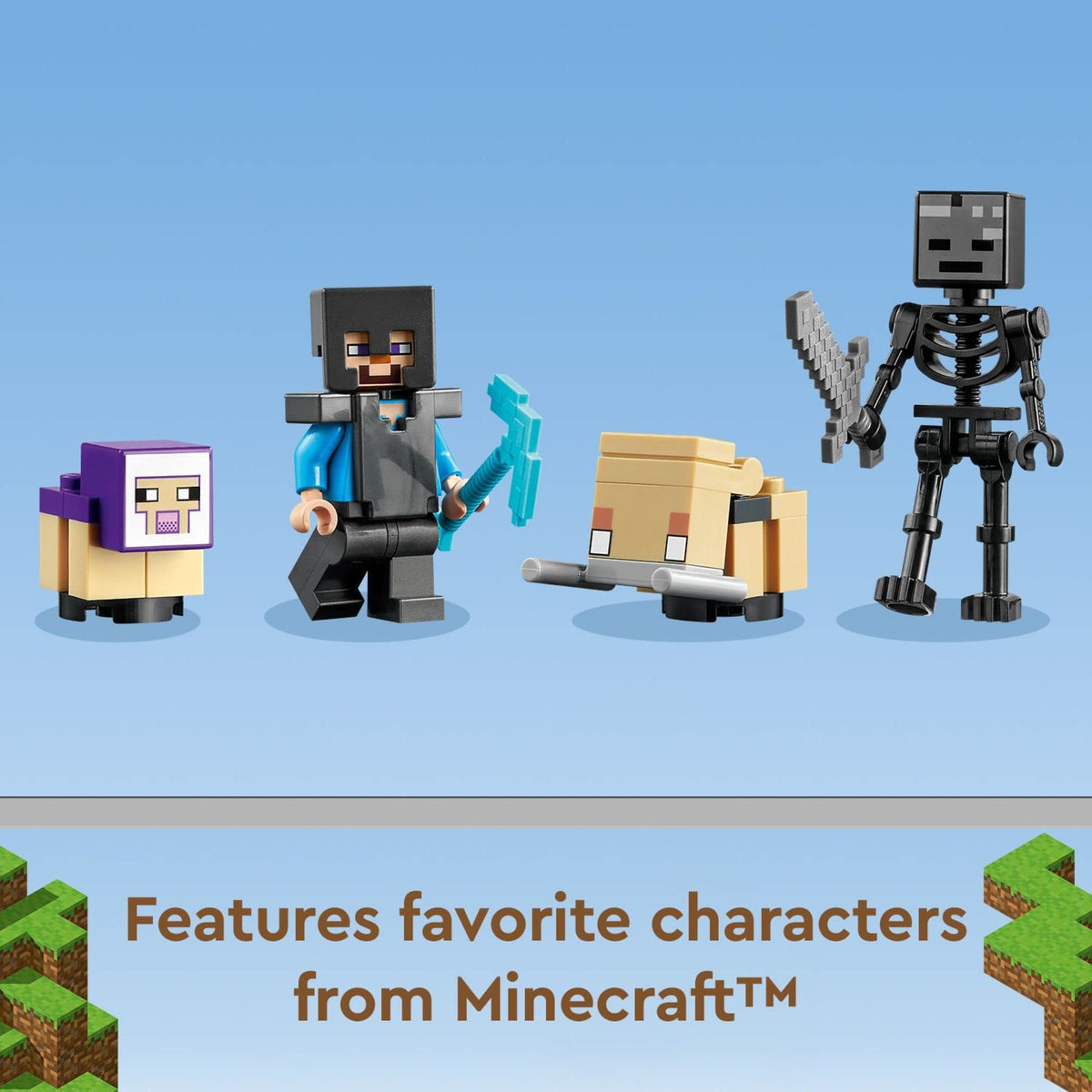 LEGO Minecraft Baby Sheep figure highlights friendly companions during ruined portal quests.