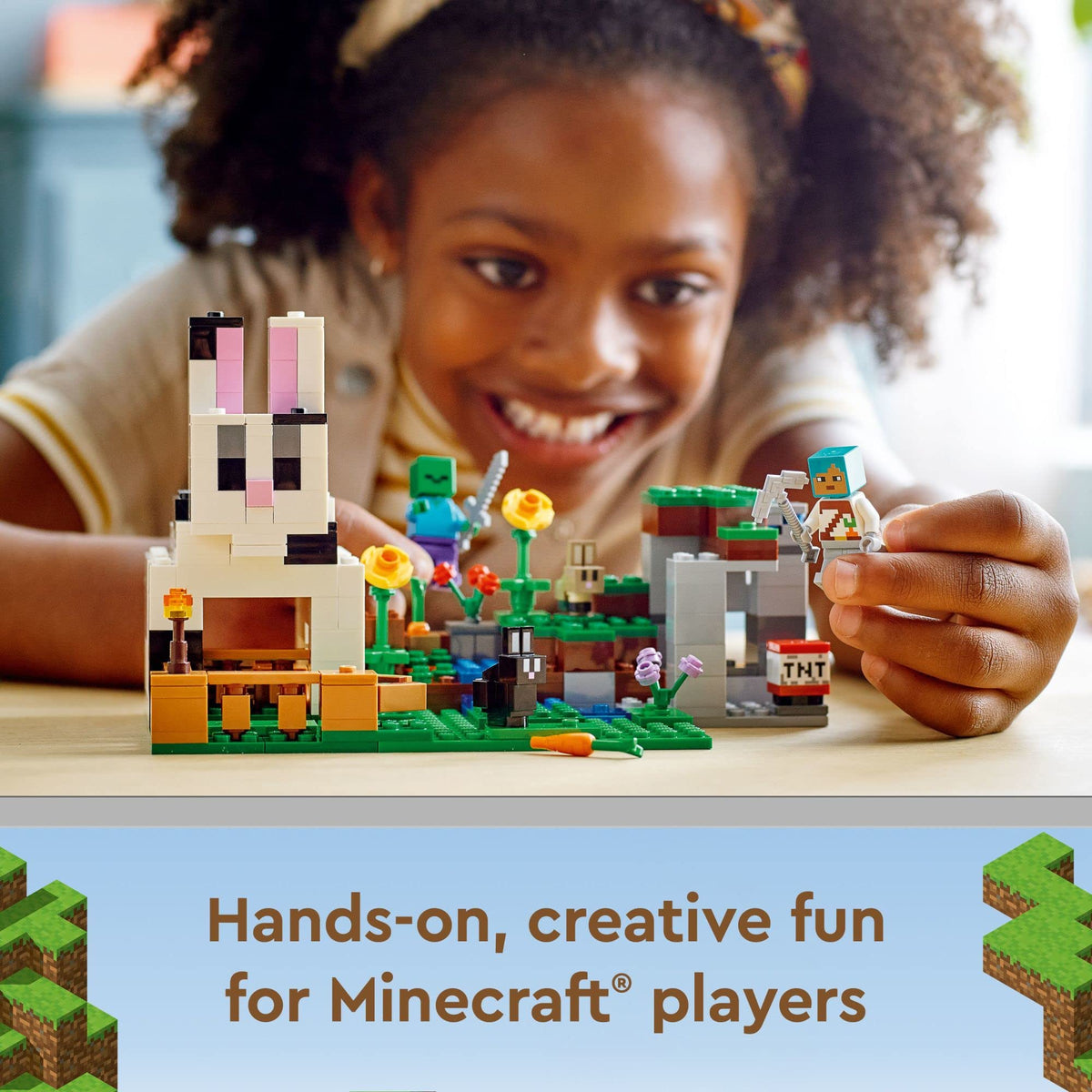 LEGO Minecraft The Ranch Rabbit Set showing the lever for bounce action.