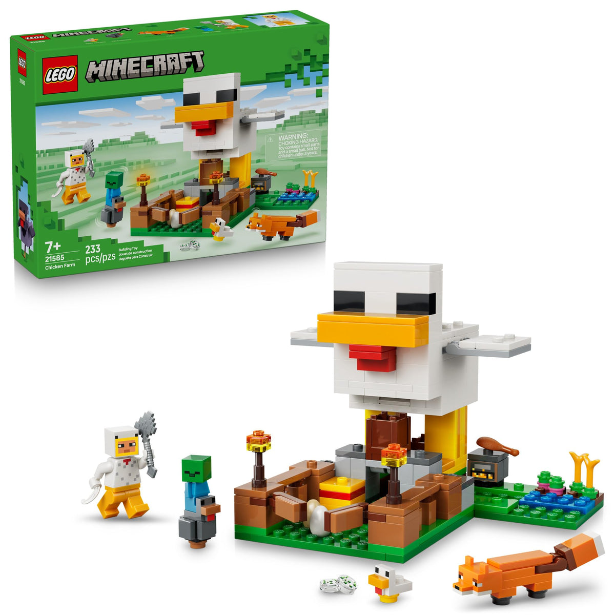 LEGO Minecraft Chicken Farm coop with movable wings for imaginative play