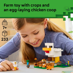LEGO Minecraft Chicken Farm coop with movable wings in action for dynamic play
