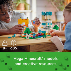 LEGO Minecraft Crafting Box 4.0 cat cottage with a playful, cat-themed play area
