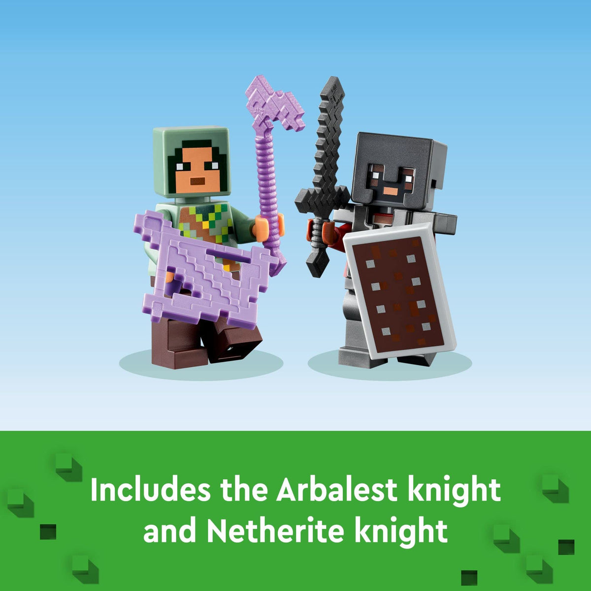 LEGO Minecraft Deep Dark Battle enchanted hoe hinting at resource gathering