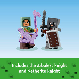 LEGO Minecraft Deep Dark Battle enchanted hoe hinting at resource gathering