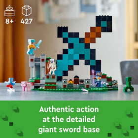 LEGO Minecraft Diamond Sword Base showcases a display-ready, large-scale construction.