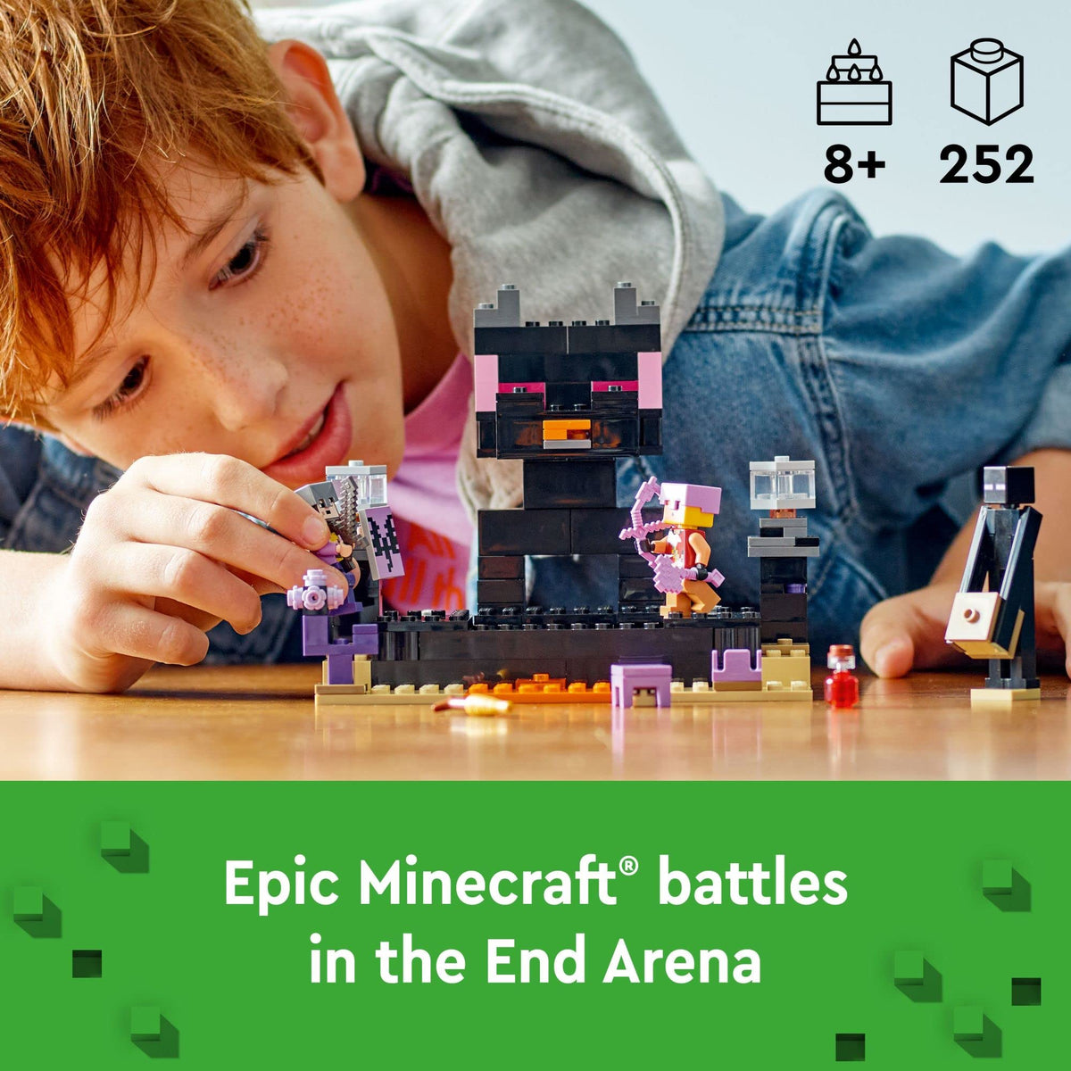 LEGO Minecraft End Arena End Warrior figure ready for combat.