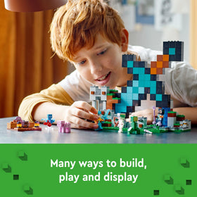 LEGO Minecraft Explosive Tower Feature demonstrates interactive play with the bottom lever.
