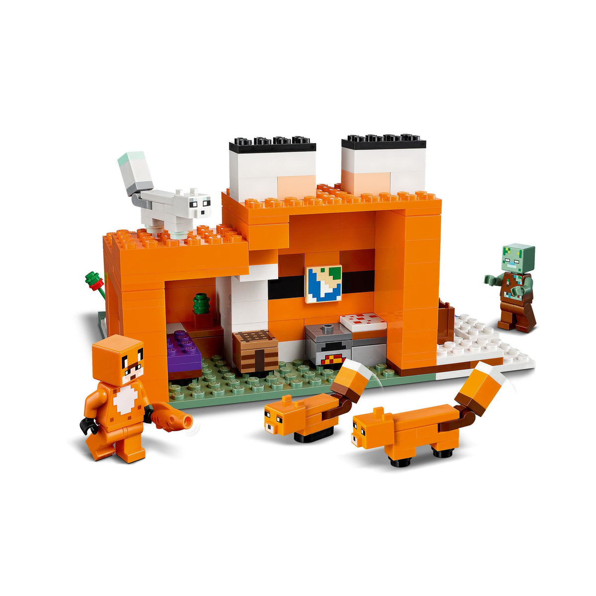 LEGO Minecraft Fox Lodge roof removed for accessible building play