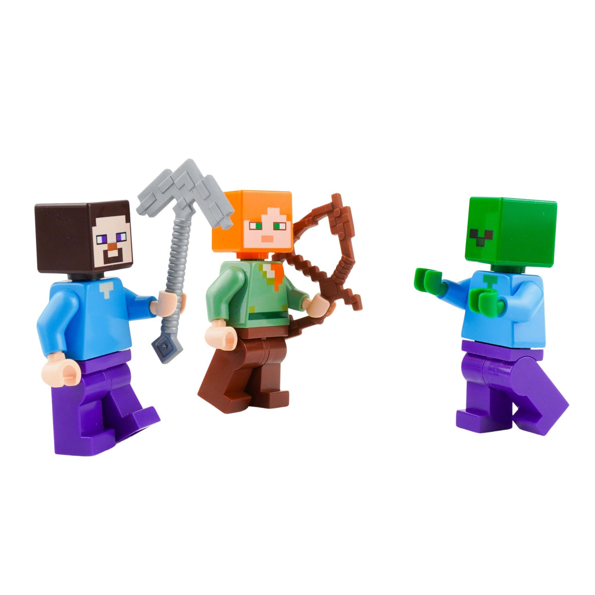 LEGO Minecraft loose pieces enable quick setup and building.