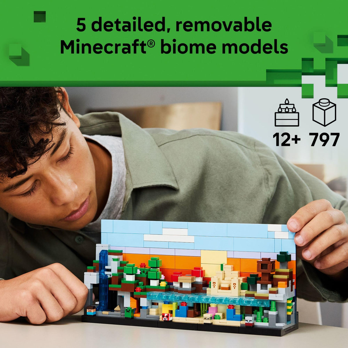 LEGO Minecraft Mini Biomes flower forest with lava and gold for imaginative adventures