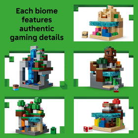 LEGO Minecraft Mini Biomes mushroom fields featuring coral reef and shipwreck for scene-building