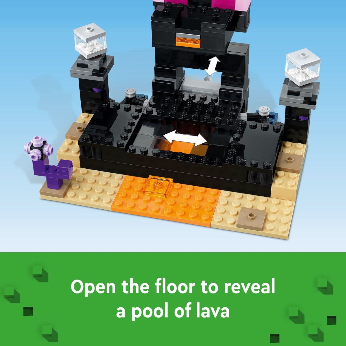 LEGO Minecraft Shulker and Enderman figures add authentic vibes.