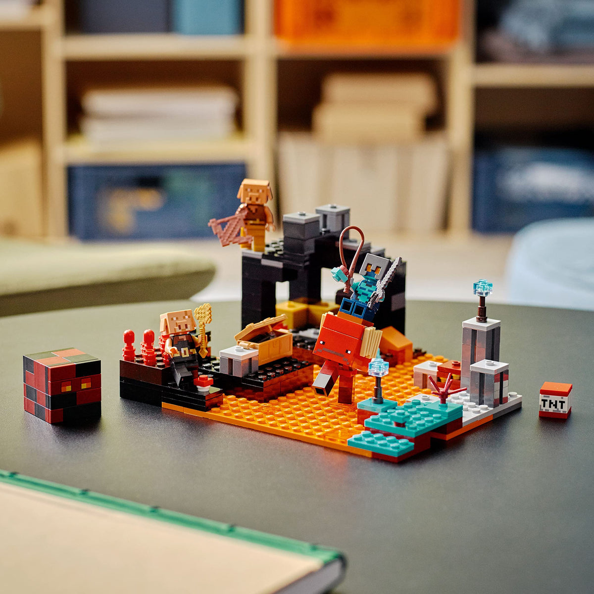 LEGO Minecraft Nether Bastion figures for dynamic battles.