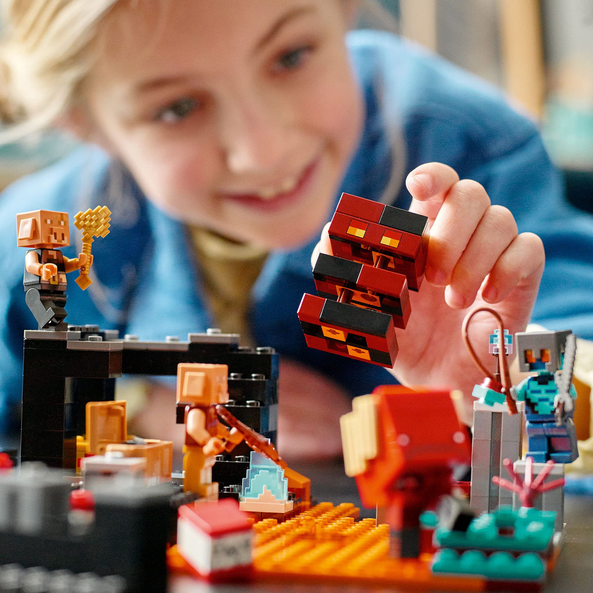 LEGO Minecraft Nether Bastion reconfigurable play for new adventures.