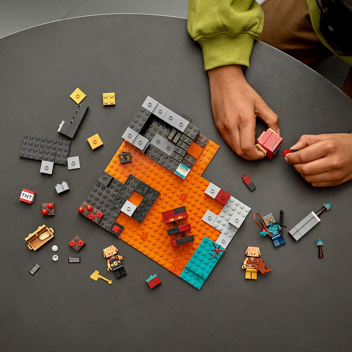 LEGO Minecraft Nether Bastion treasure chest with rewards.