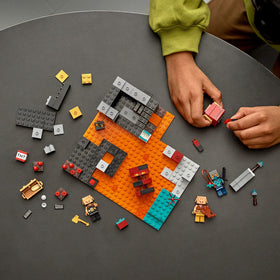 LEGO Minecraft Nether Bastion treasure chest with rewards.