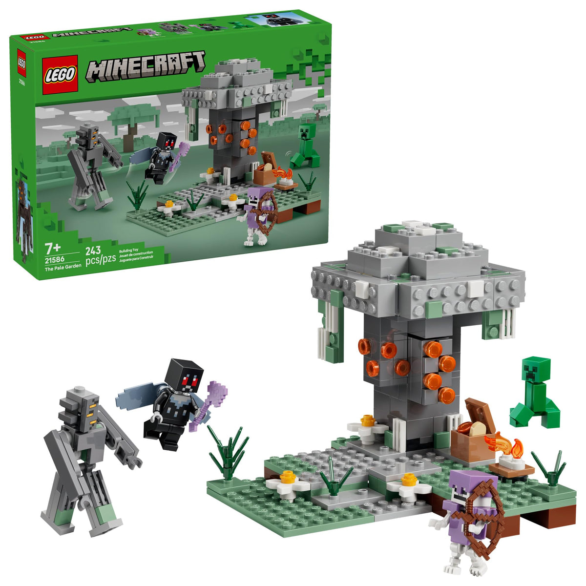 LEGO Minecraft Pale Garden tree assembly for creative building play.