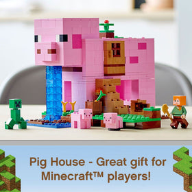 LEGO Minecraft Pig House side opening reveals interior play space.