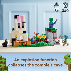 LEGO Minecraft The Ranch Rabbit House with roof lift for interior arrangement.