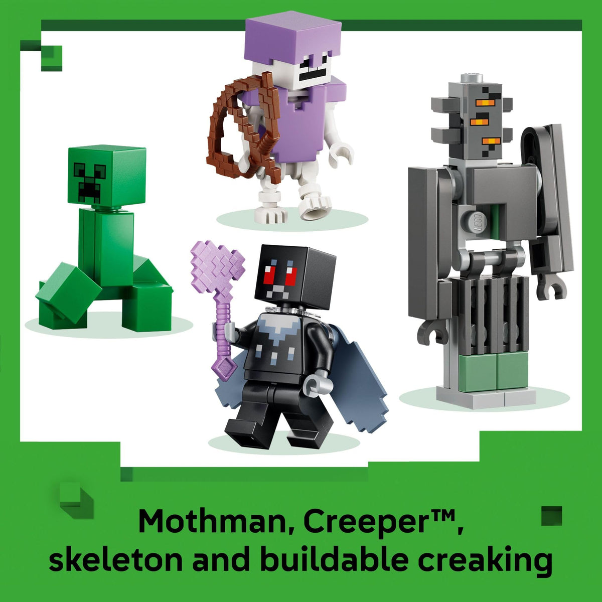LEGO Minecraft Resin clumps and campfire for realistic scene setting.