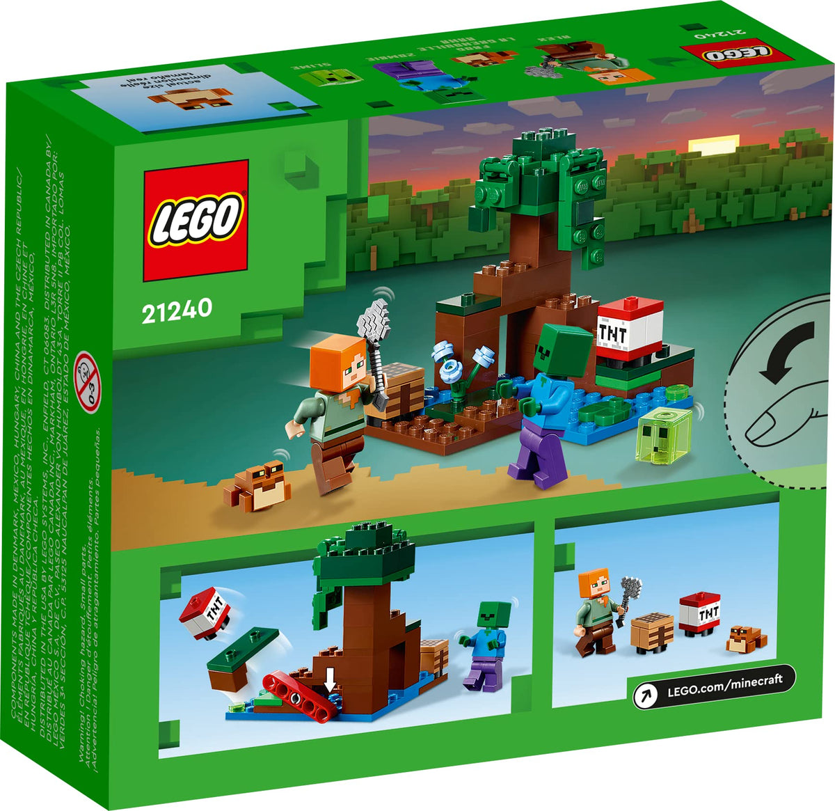 LEGO Minecraft The Swamp Adventure 21240: crafting table boosts imaginative construction sessions.