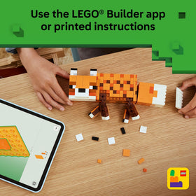LEGO Minecraft The Fox stands over 4.5 inches tall for display