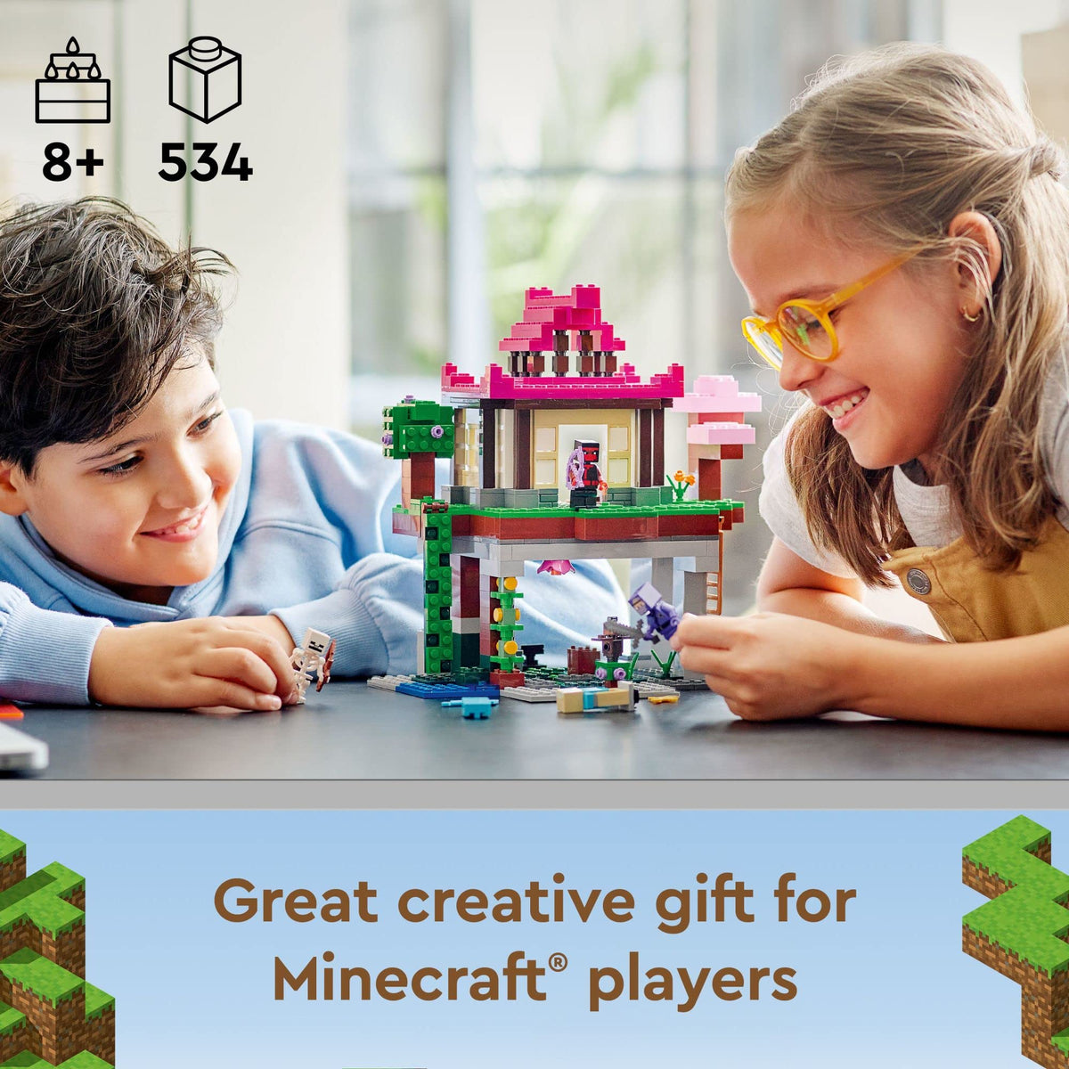 LEGO Minecraft Training Grounds trapdoor feature adds dynamic play between levels.