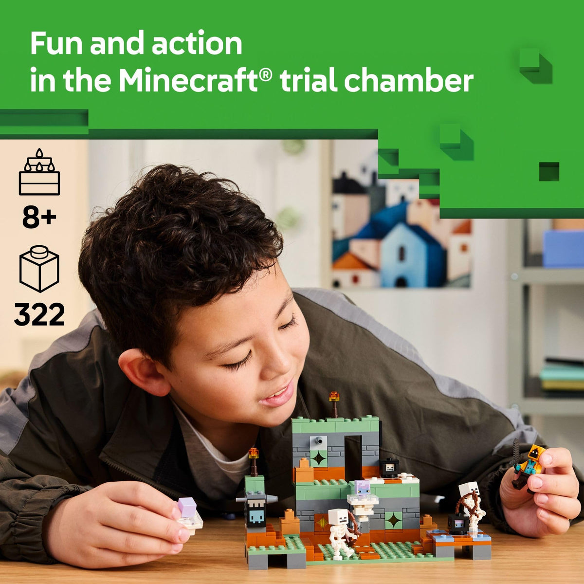 LEGO Minecraft Trial Chamber wall flick-fire missiles deliver action-packed play.