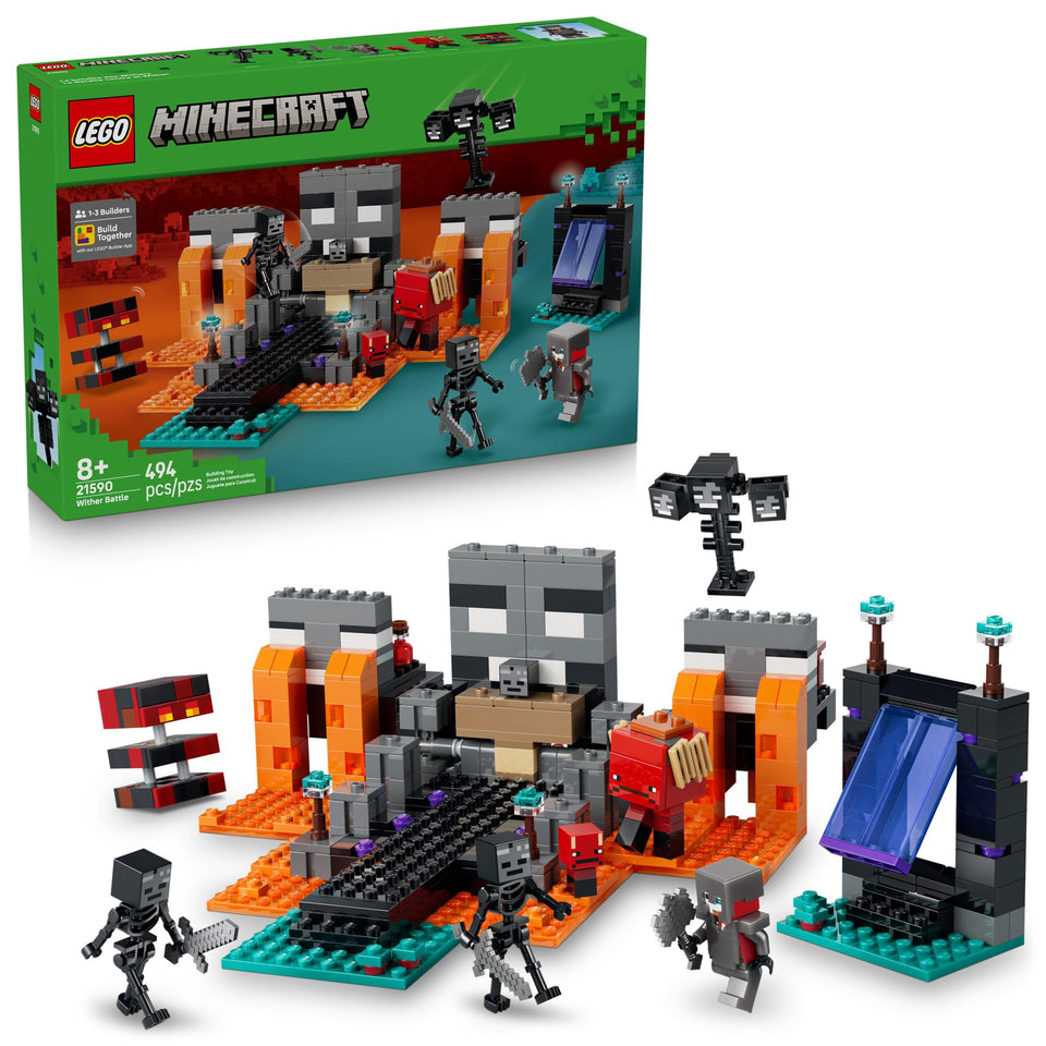 LEGO Minecraft Wither Battle front view encourages action-packed pretend play for kids 8 and up.