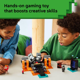 LEGO Minecraft Wither Skeleton figures add dynamic mob interactions during play.