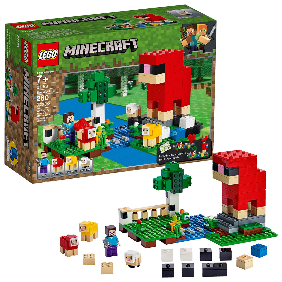 LEGO Minecraft The Wool Farm birch tree scene for creative play.