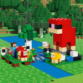 LEGO Minecraft The Wool Farm crops and flowers enhance the farm scene.