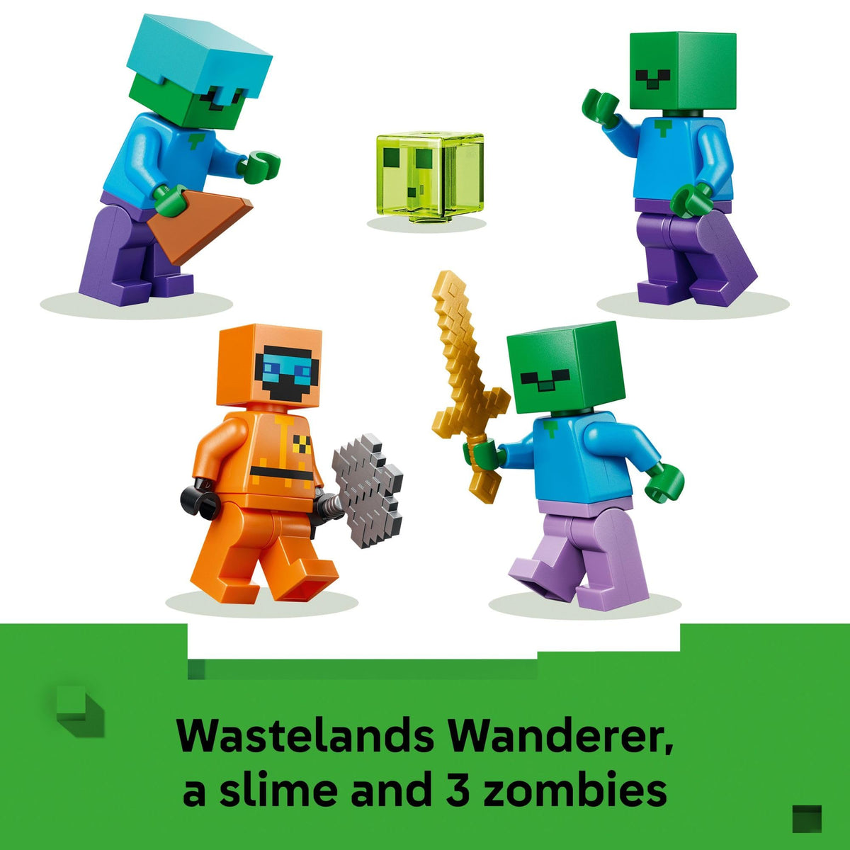 LEGO Minecraft Zombie Dungeon accessories including crafting table and chest