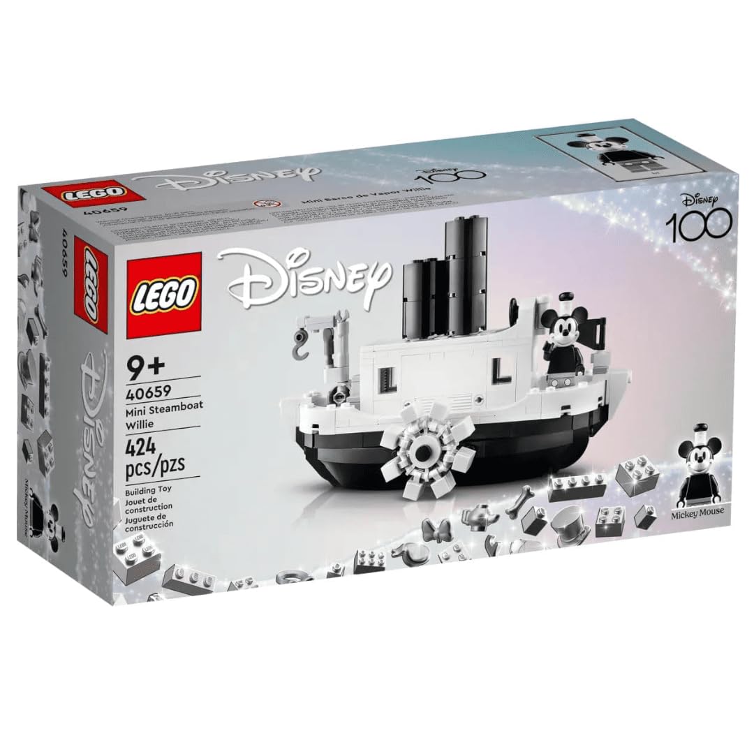 LEGO Mini Steamboat Willie boat detail highlights classic Disney design for display or play