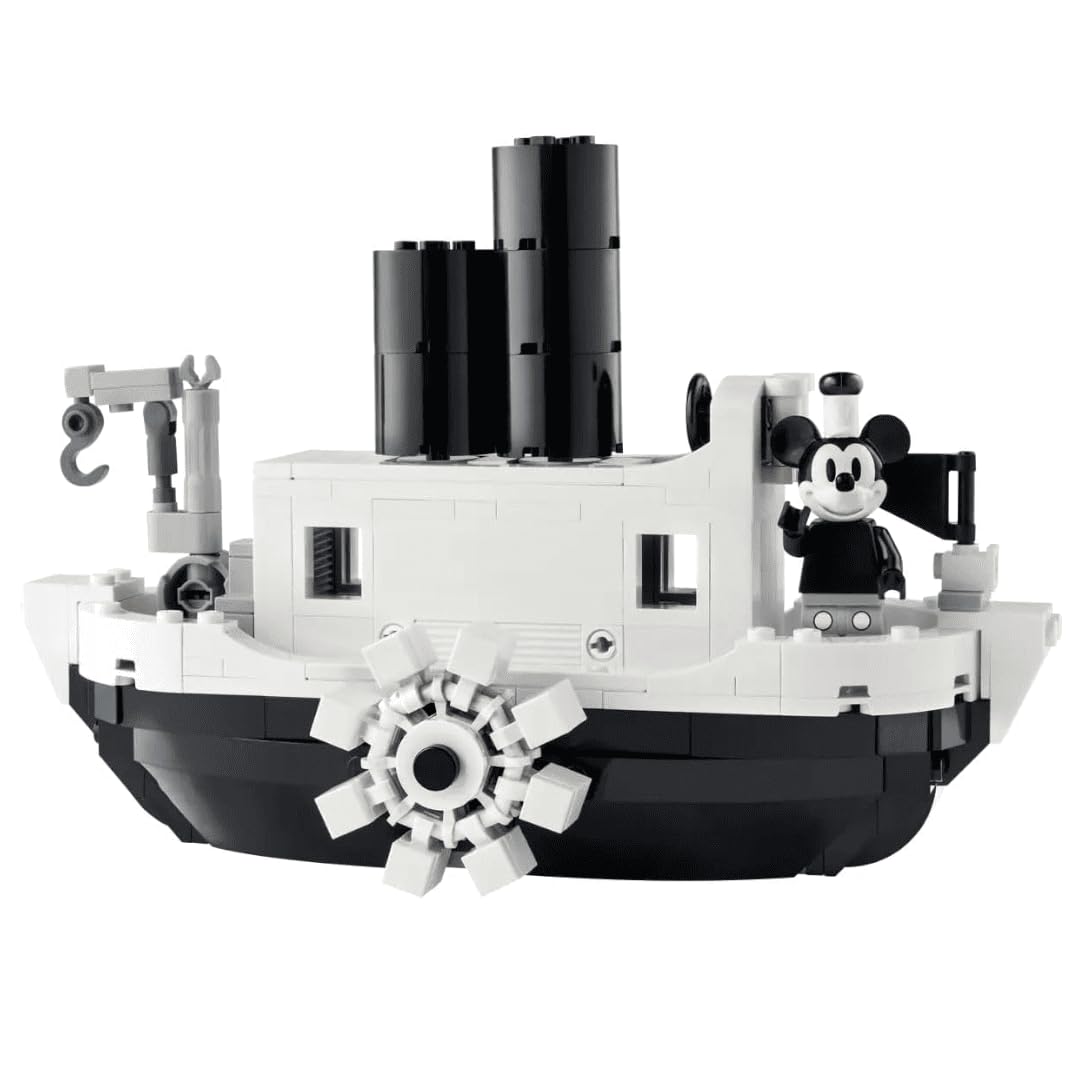 LEGO Mini Steamboat Willie paddle wheel sits at center for nostalgic display