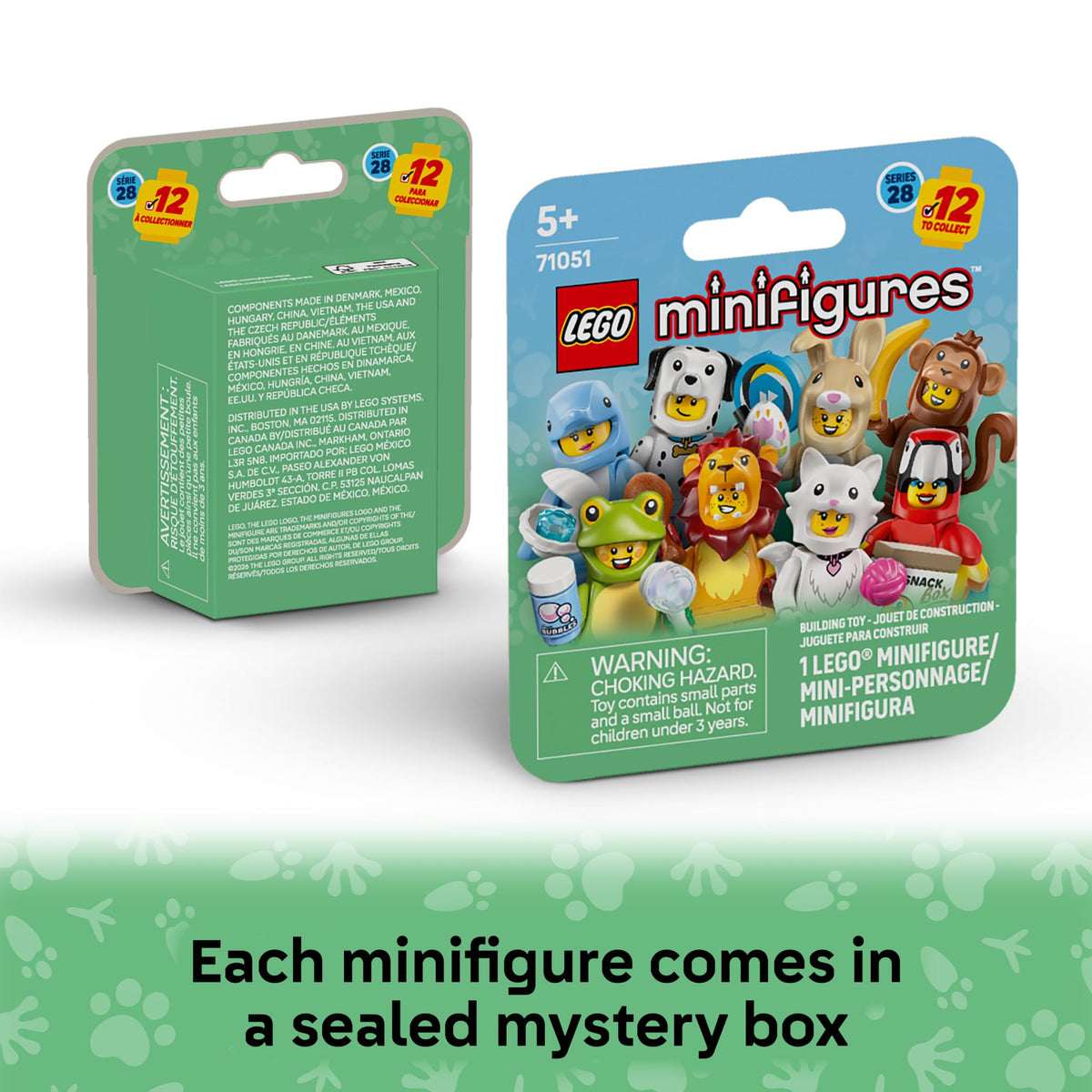 LEGO Minifigures Animal Series 28 six-pack figures ready for display play.