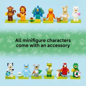 LEGO Minifigures Animal Series 28 six-pack supports unboxing and collection excitement.