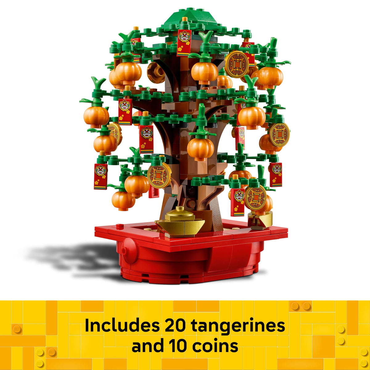 LEGO Money Tree coins and red envelopes symbolizing prosperity
