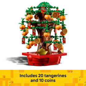 LEGO Money Tree coins and red envelopes symbolizing prosperity